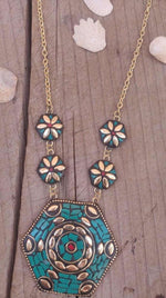 Afgani Boho Style Green Golden Long Chain Necklace for Women in Germany
