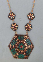 Afgani Boho Style Green Golden Long Chain Necklace for Women in Germany