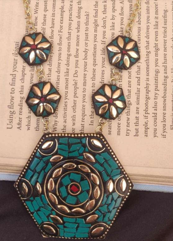 Afgani Boho Style Green Golden Long Chain Necklace for Women in Germany