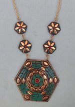 Afgani Boho Style Green Golden Long Chain Necklace for Women in Germany