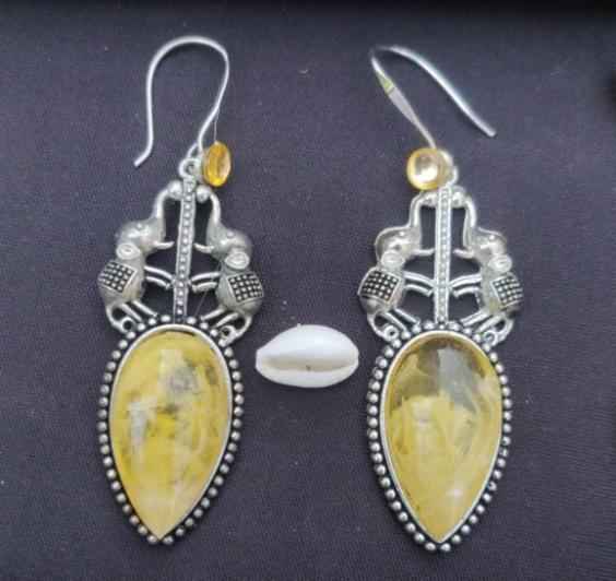 German Silver Designer Partywear Drop Shape Elephant Stud Dangler Earring in Germany