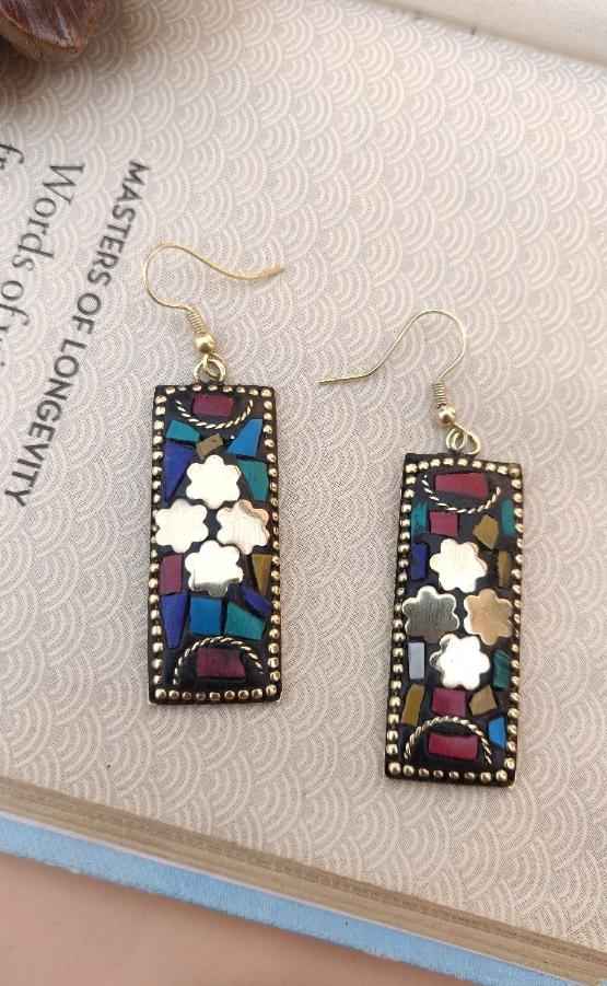 Designer laq work Rectangle Shape lightweight earring in Germany
