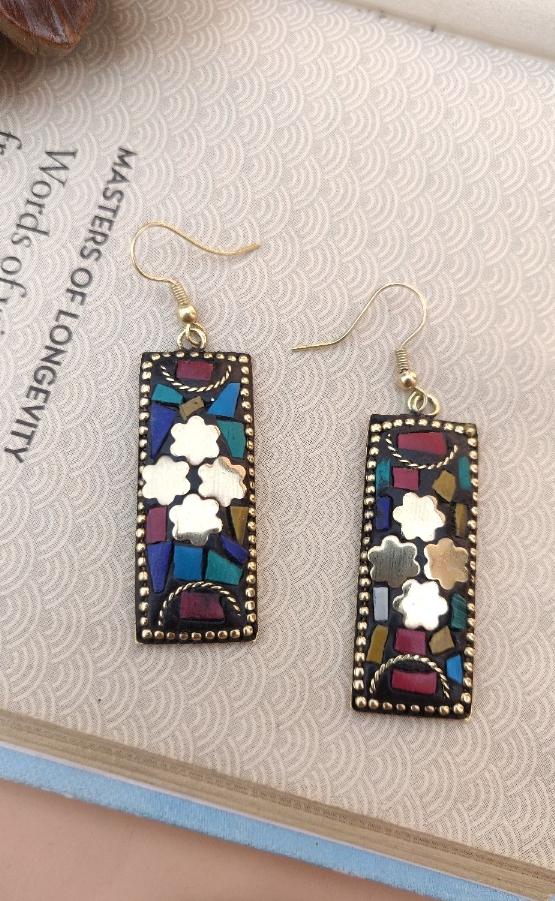 Designer laq work Rectangle Shape lightweight earring in Germany