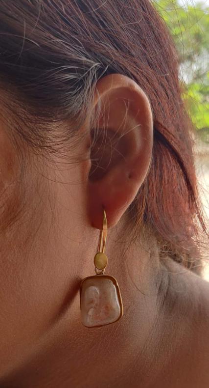 Mother of Pearl Gold Polish Silver Earrings in Germany