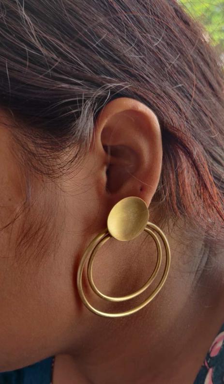 Golden Casual Wear Brass Artisan Crafted Metalwork Earring in Munich