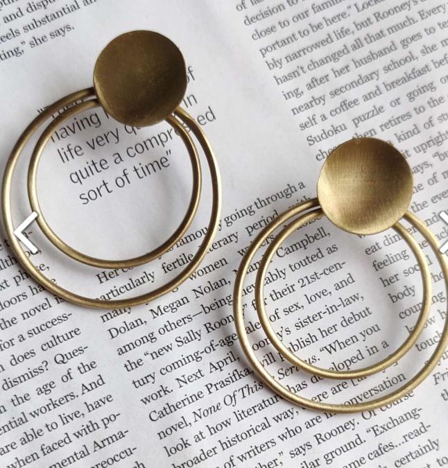Golden Casual Wear Brass Artisan Crafted Metalwork Earring in Munich