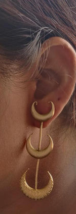 Golden Triple Layer Half Moon Design Earrings in Berlin