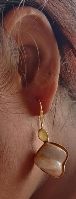Mother of Pearl Gold Polish Silver Earrings in berlin