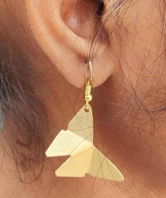 Gold toned Statement Brass Butterfly Dangle Fashion Earring in Germany