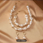 White Irrregular Shape Pearl Necklace with Earrings and Bracelet in Munich