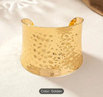 Hammered Wide Cuff Silver Gold Wrist Bracelet in Munich