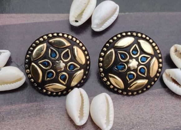 Afghani Boho Design Multi Color Lightweight Laq Stud Earrings in Berlin