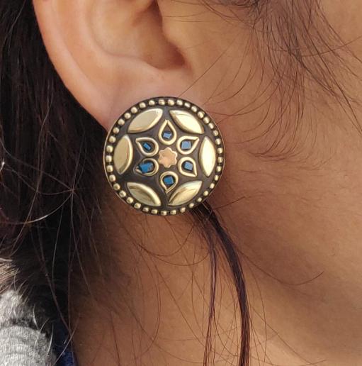 Afghani Boho Design Multi Color Lightweight Laq Stud Earrings in Berlin