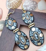 Afghani Lac Work, Tibetan Style Double Layer Oval Shape Earrings in Berlin