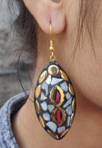Drop Shape Multi Color Lac Tibetan Earring for Women and Girls.