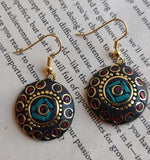 Handcrafted Handmade Antique Multicolor Round Shaped Laq Earrings in Germany