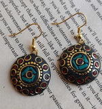 Handcrafted Handmade Antique Multicolor Round Shaped Laq Earrings in Germany