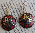 Handcrafted Handmade Antique Multicolor Round Shaped Laq Earrings in Berlin