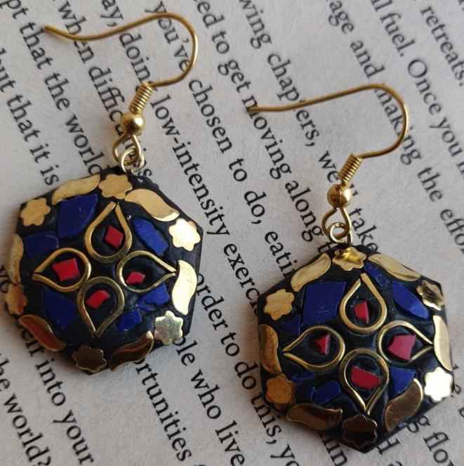 Afghani Tibetan Laq Multi Color Round Shape Light Weight Earring in Berlin