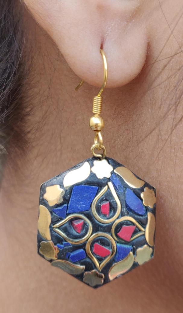 Afghani Tibetan Laq Multi Color Round Shape Light Weight Earring in Berlin