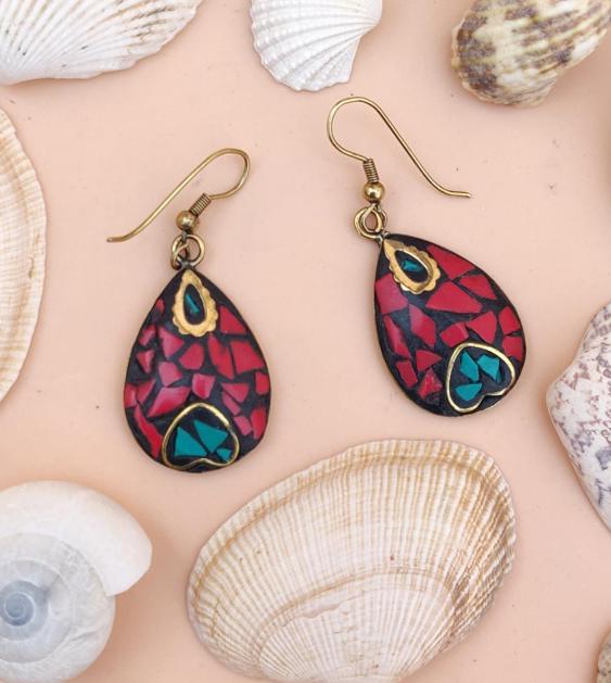 Brass Base Tibetan Earrings in Munich
