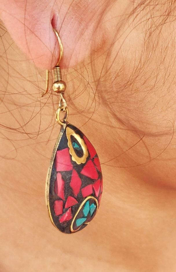 Brass Base Tibetan Earrings in Munich
