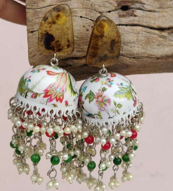 Designer Handmade Meenakari Work Jhumki in Germany