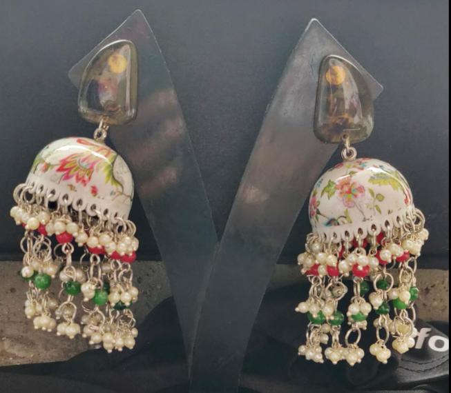 Designer Handmade Meenakari Work Jhumki in Germany