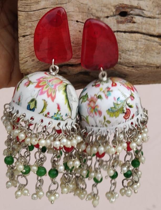 Designer Handmade Meenakari Work Jhumki in Germany