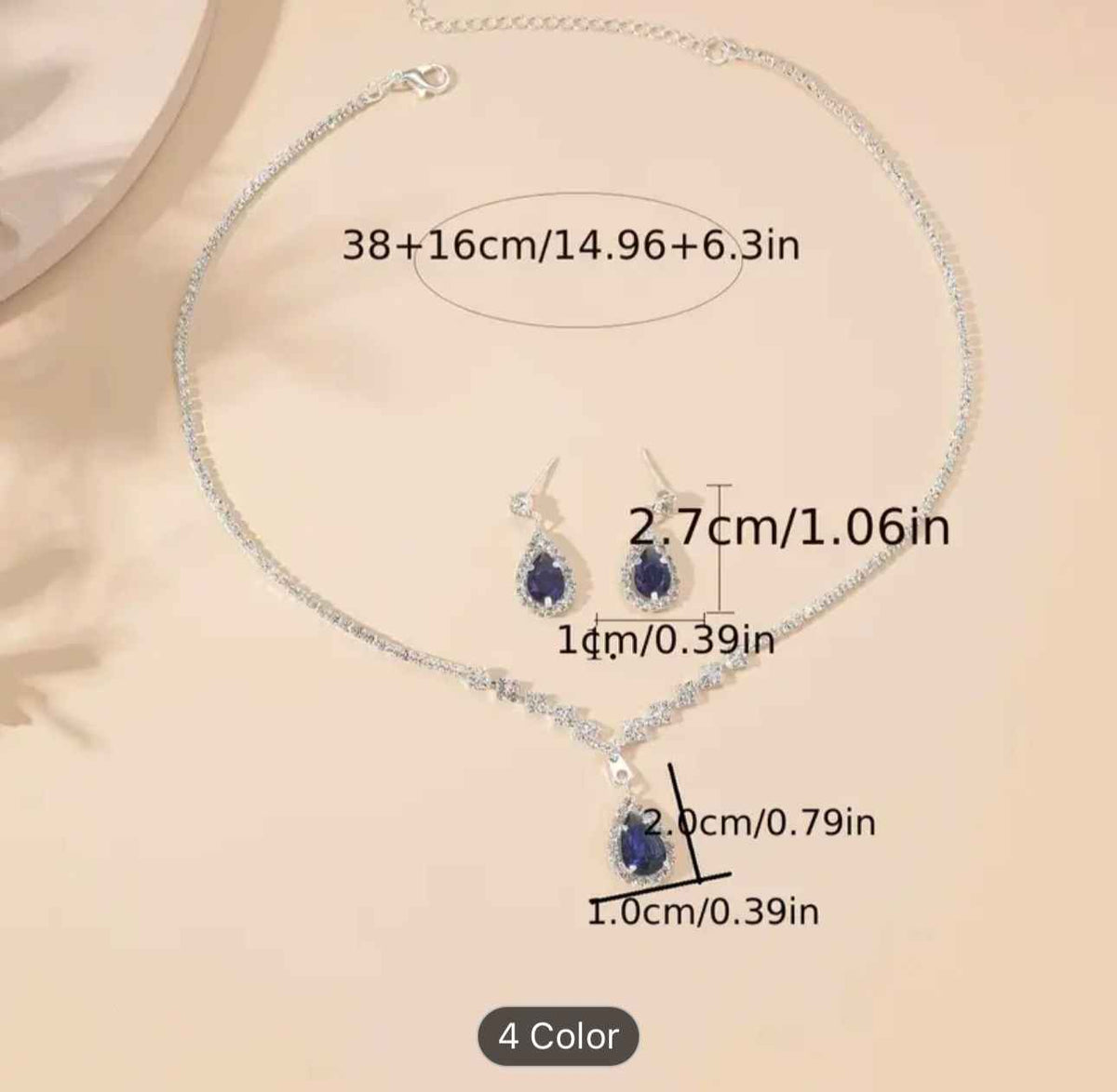 Unique trendy Style Blue Necklace and Earrings For Women