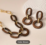 Boho Wooden Jewelry Set Finish Necklace & Earrings in Berlin