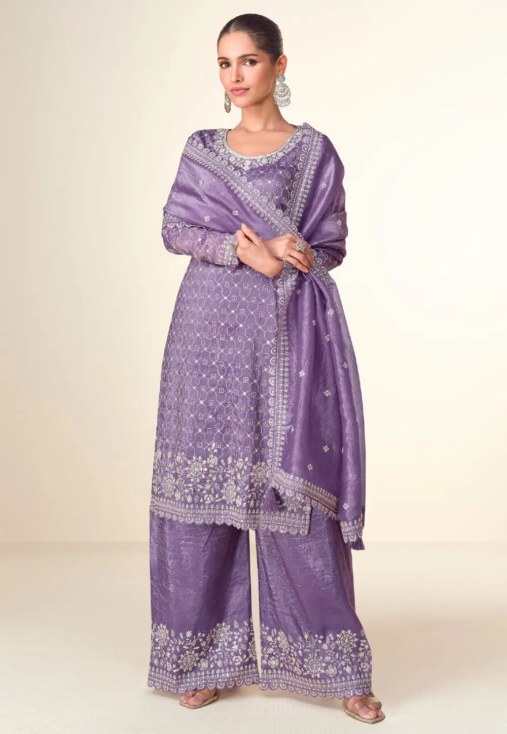 Purple Tissue Pakistani Suit in Germany