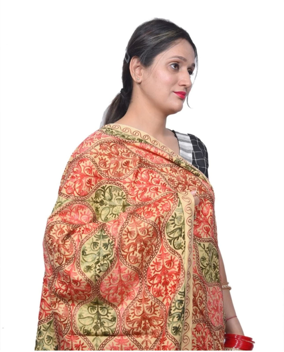 Acrylic, Wool Embroidered Women Shawl in Berlin