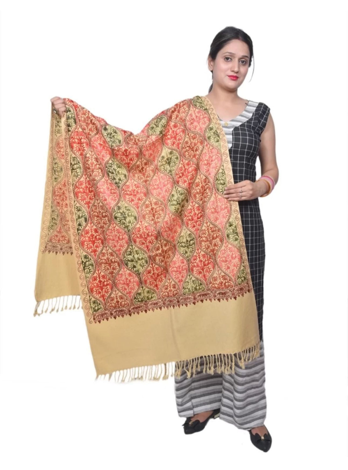 Acrylic, Wool Embroidered Women Shawl in Berlin