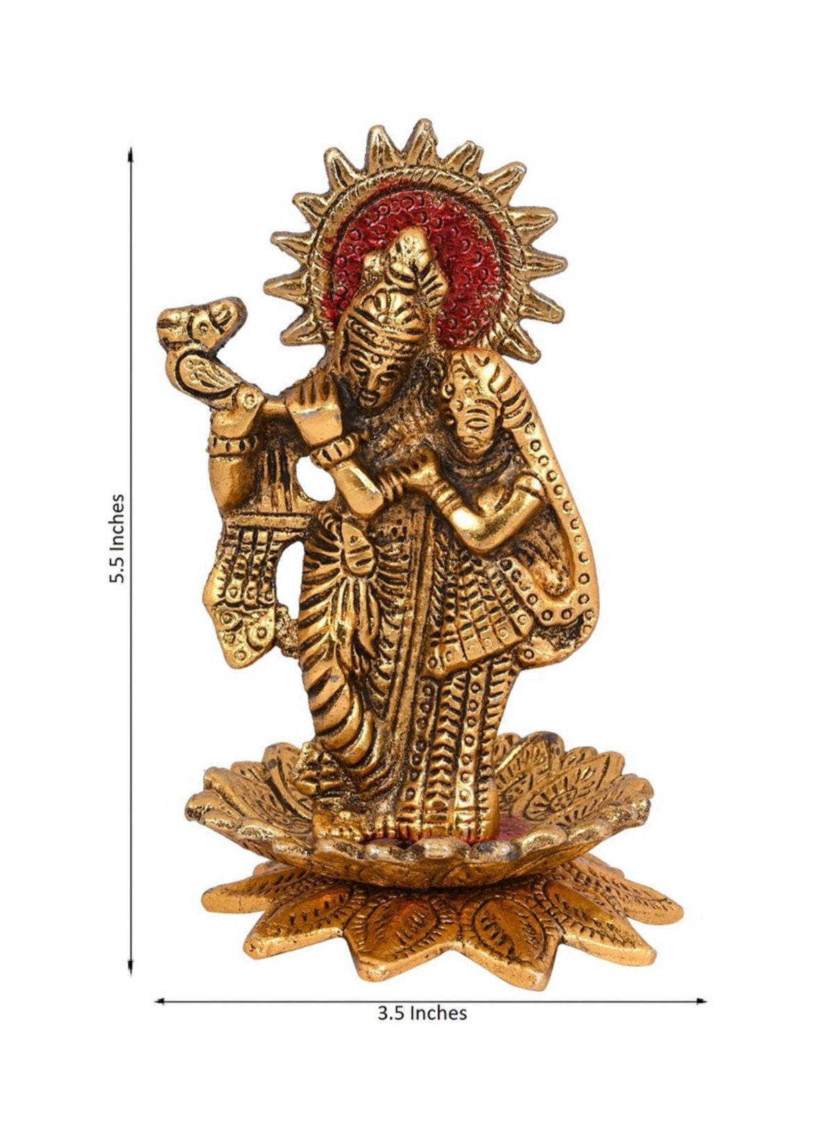 Gold-Toned Metal Radha Krishna Murti Statue Showpiece in Germany