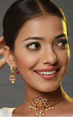 Gold-Plated Stone Studded & Beaded Jewellery Set in Munich