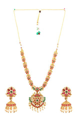 Gold-Plated Red & Green Stone-Studded Jewellery Set in Germany