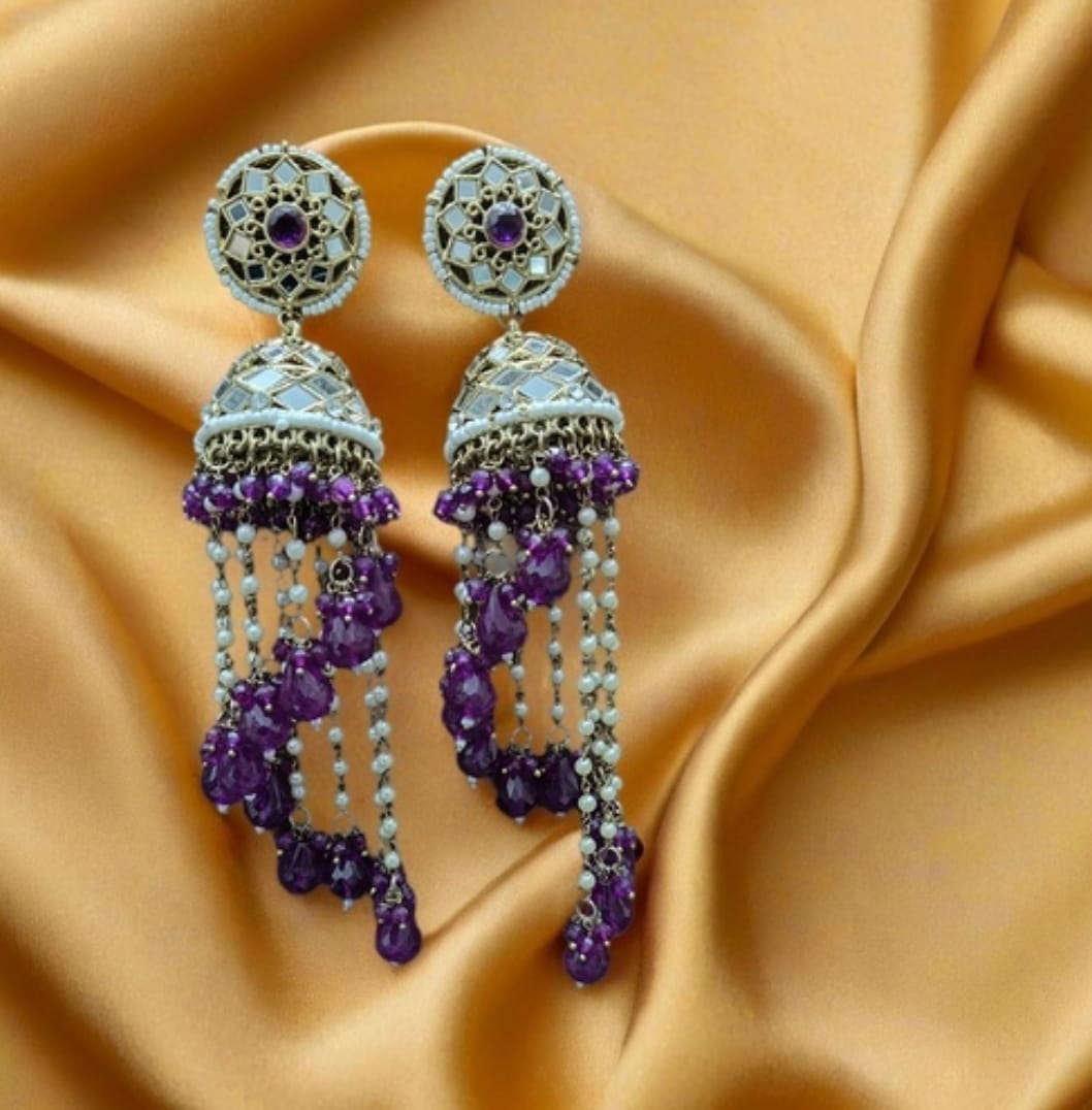 Premium Unique Mirror And Beads Jhumki Earrings in Germany Namma Markt