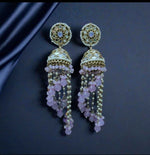 Premium Unique Mirror And Beads Jhumki Earrings in Germany