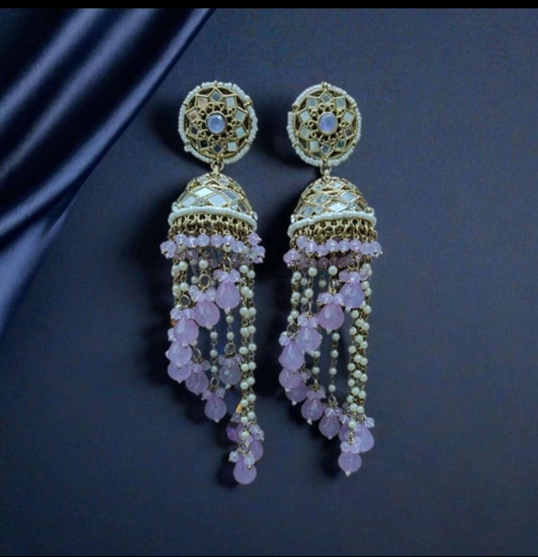 Premium Unique Mirror And Beads Jhumki Earrings in Germany Namma Markt