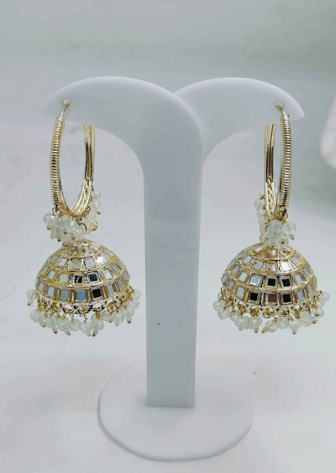 Beaded  Textured Round Shaped Jhumkas Earrings for Women in Germany
