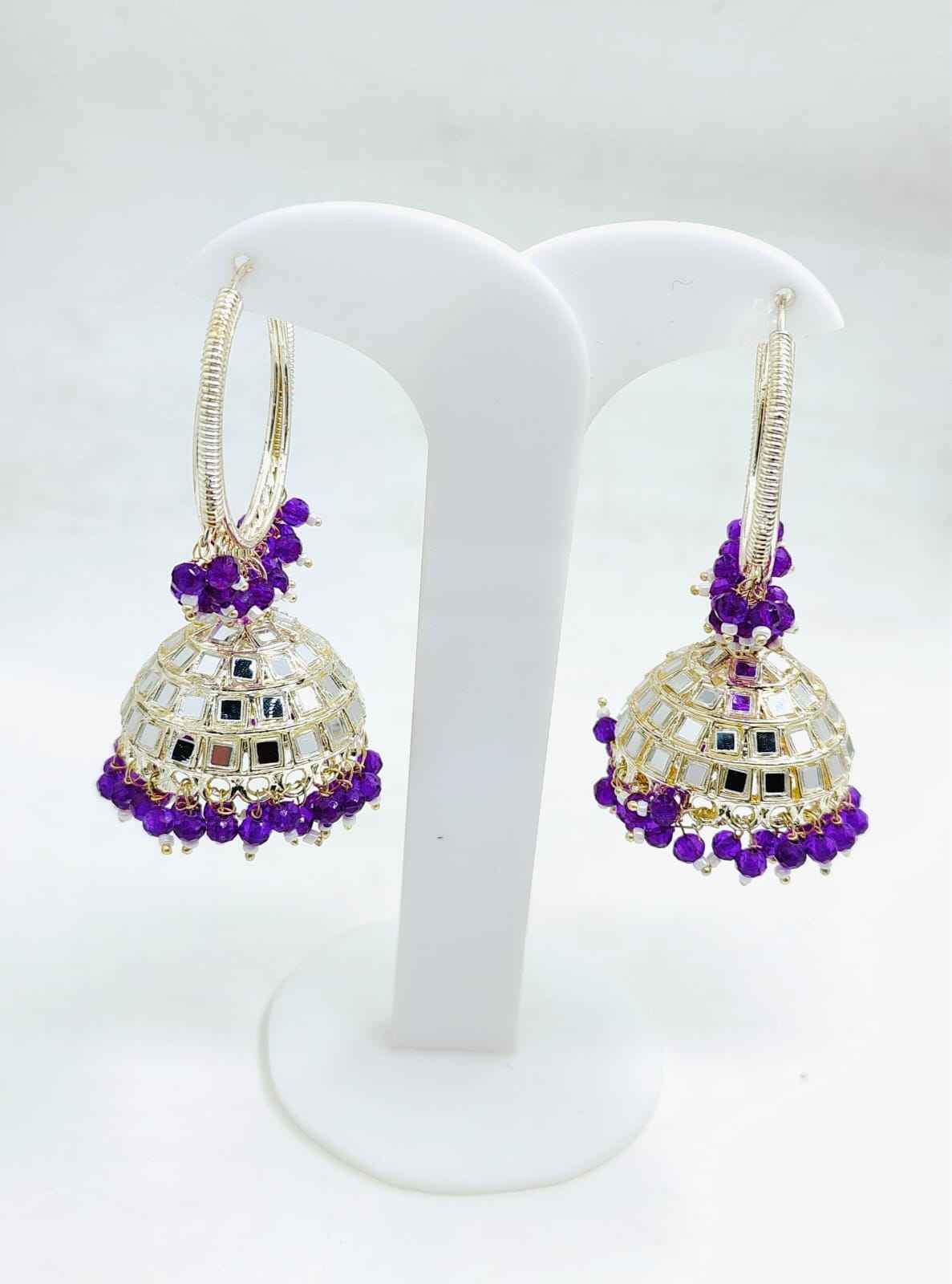 Beaded  Textured Round Shaped Jhumkas Earrings for Women in Germany
