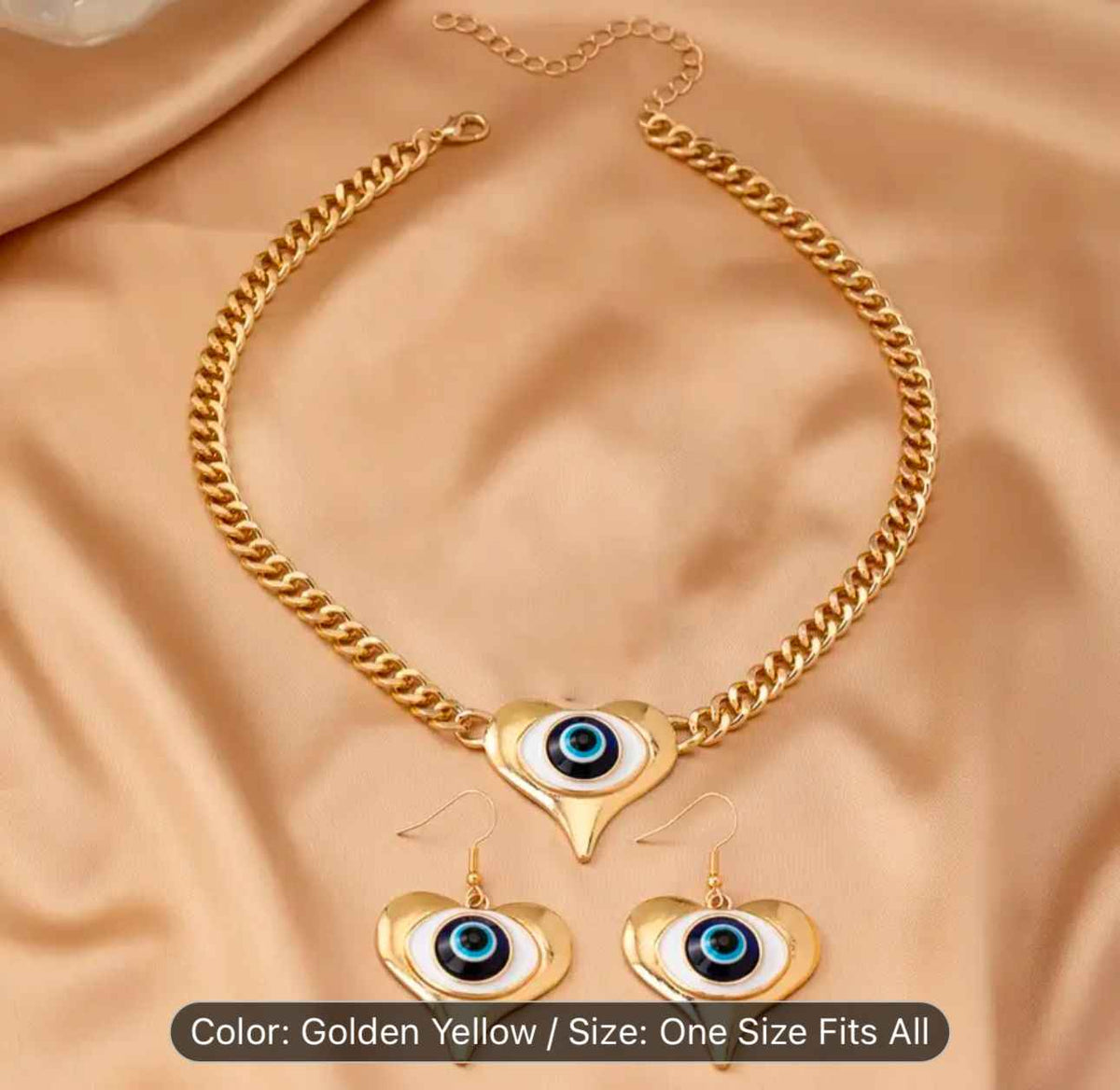 Evil Eye Pendant Necklace & Earrings Set in Germany