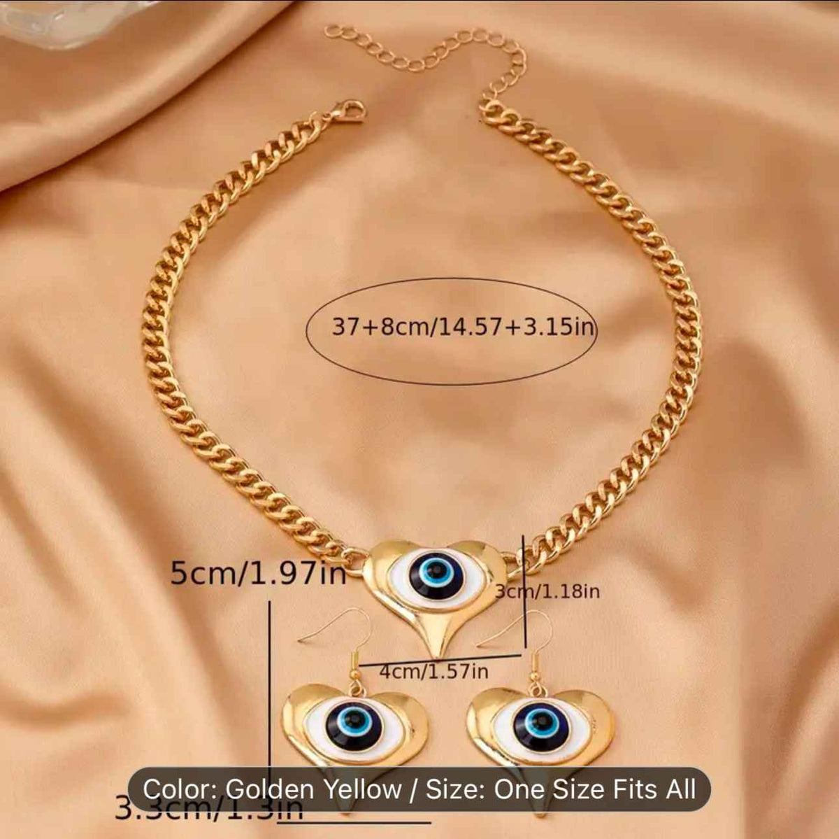 Evil Eye Pendant Necklace & Earrings Set in Germany