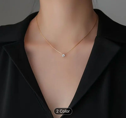 Gold Plated Single Diamond Pendant Charm Necklace in Germany