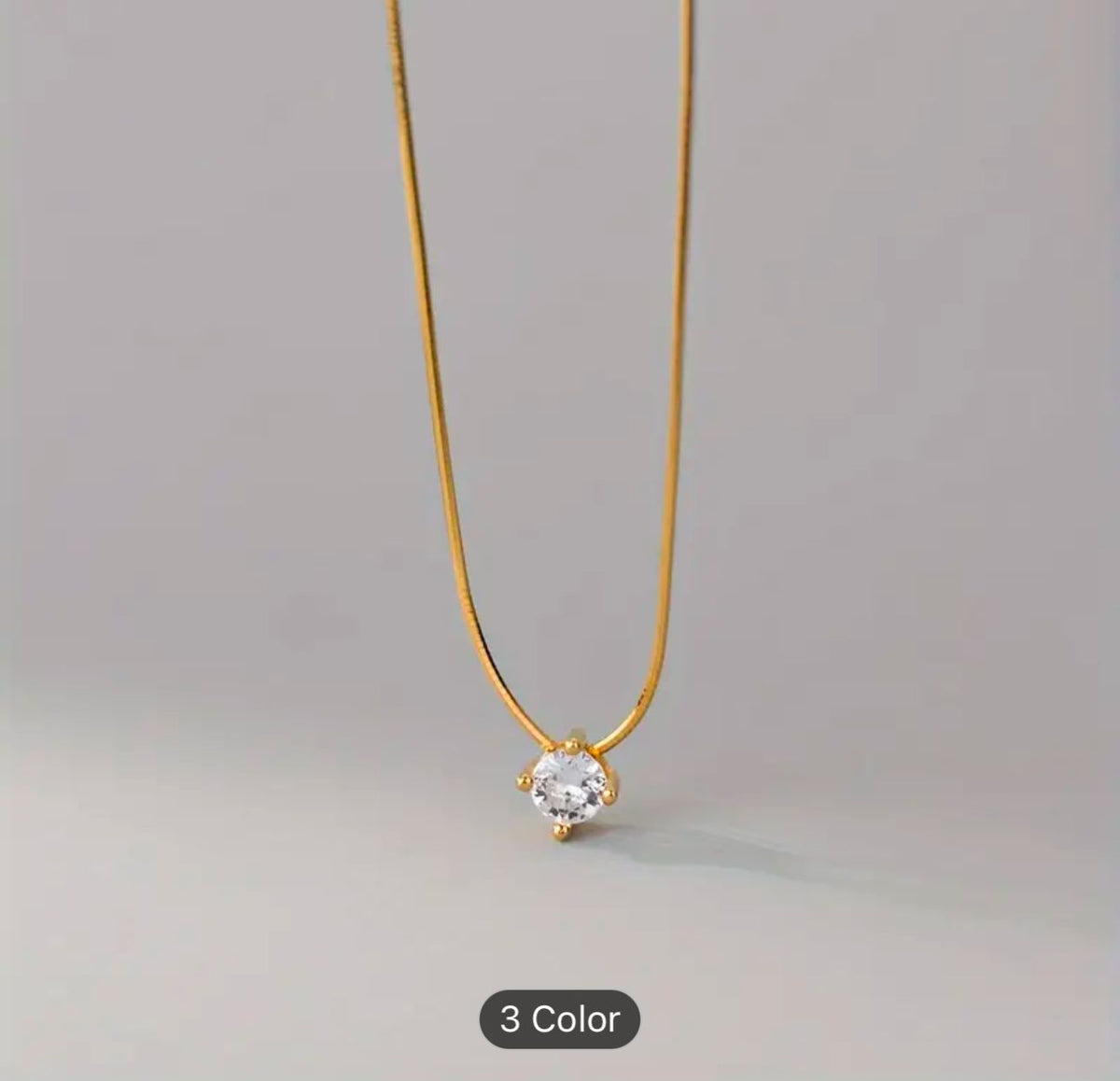 Gold Plated Single Diamond Pendant Charm Necklace in Berlin