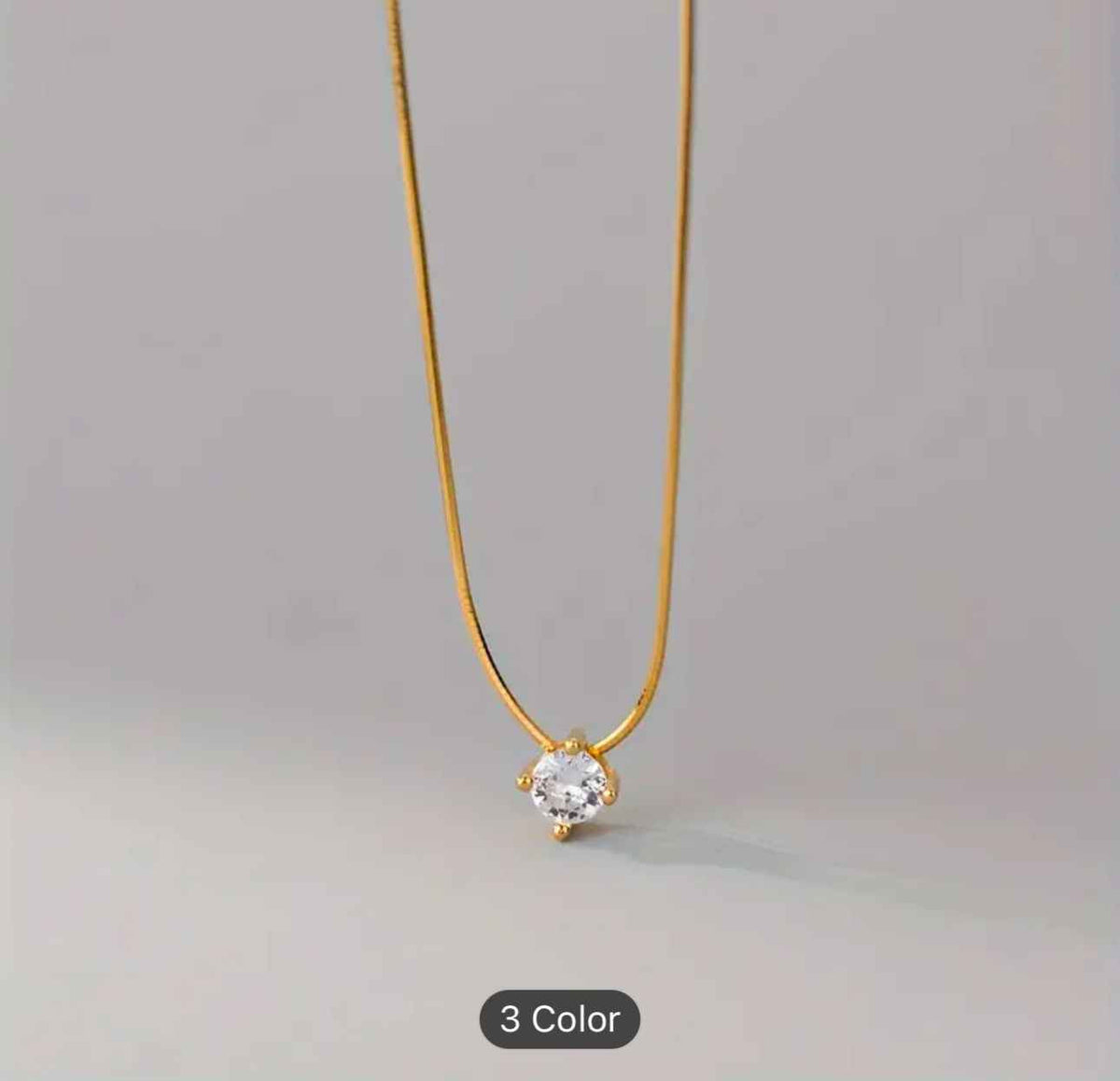 Gold Plated Single Diamond Pendant Charm Necklace in Berlin