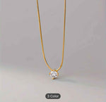 Gold Plated Single Diamond Pendant Charm Necklace in Berlin
