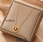 Steel Geometric Circle Roman Numeral Detail Pendant Necklace in Germany