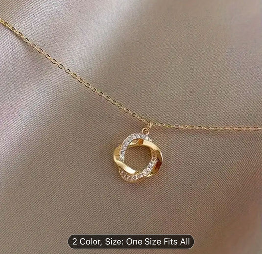 Boho Twisted Circle Necklace Crystal Circle Pendant Necklace in Berlin